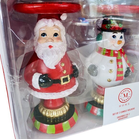 Martha Stewart Home Christmas Santa & Snowman Candle Holders Set - Picture 2 of 5